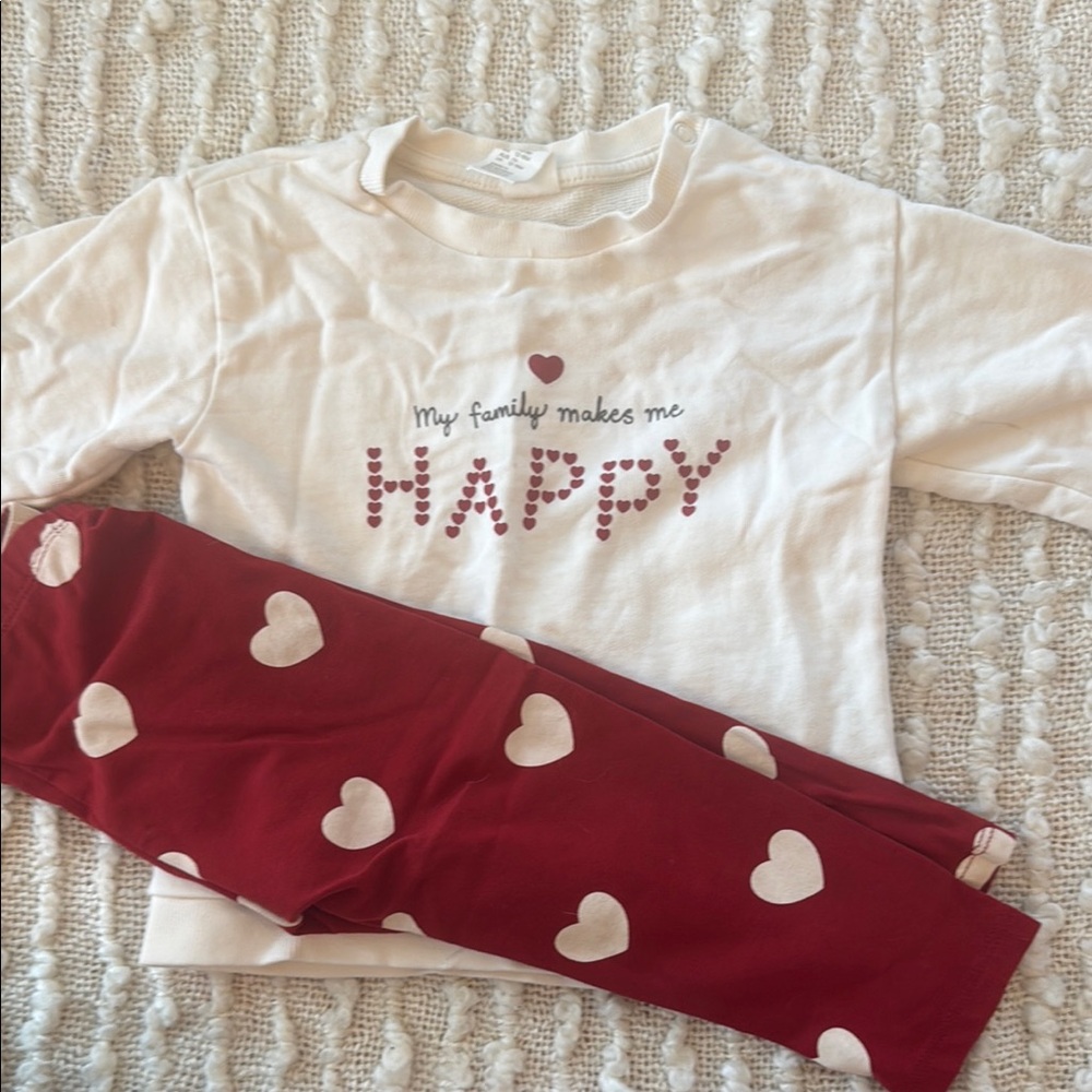 Happy Family Kids Pajama Set - Red and White